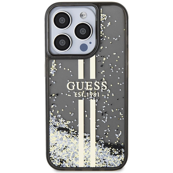 Guess Liquid Glitter Gold Stripes case for iPhone 15 Pro Max - blackeng