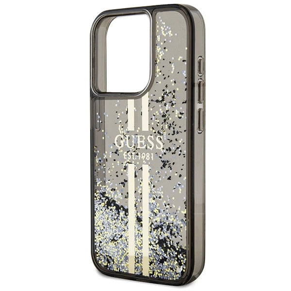 Guess Liquid Glitter Gold Stripes case for iPhone 15 Pro Max - blackeng