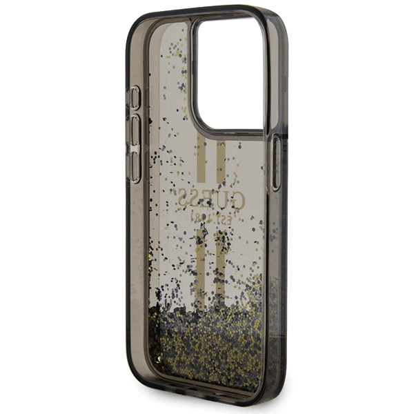 Guess Liquid Glitter Gold Stripes case for iPhone 15 Pro Max - blackeng