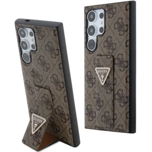 Guess Grip Stand 4G Triangle Strass Case for Samsung Galaxy S24 Ultra - Browneng
