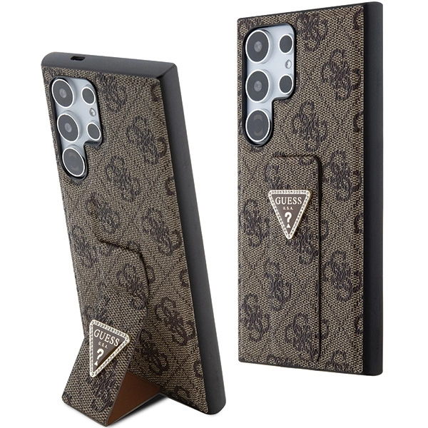 Guess Grip Stand 4G Triangle Strass Case for Samsung Galaxy S24 Ultra - Browneng