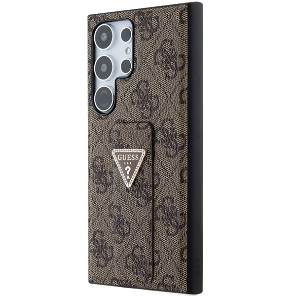 Guess Grip Stand 4G Triangle Strass Case for Samsung Galaxy S24 Ultra - Browneng