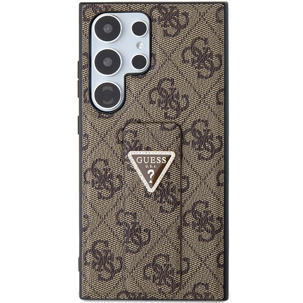 Guess Grip Stand 4G Triangle Strass Case for Samsung Galaxy S24 Ultra - Browneng