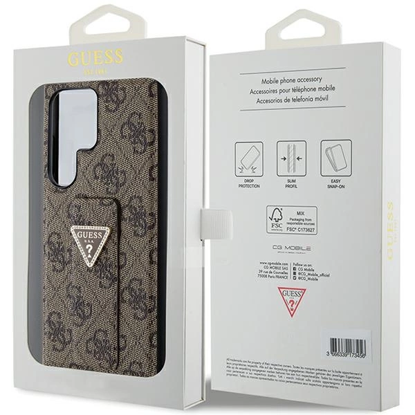 Guess Grip Stand 4G Triangle Strass Case for Samsung Galaxy S24 Ultra - Browneng