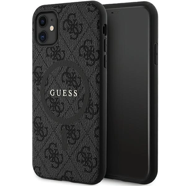 Guess GUHMN61G4GFRK iPhone 11 6.1" / Xr black/black hardcase 4G Collection Leather Metal Logo MagSafeeng
