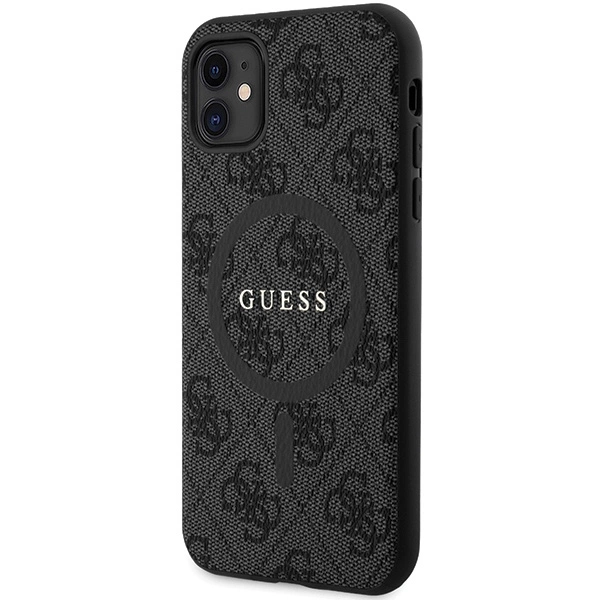 Guess GUHMN61G4GFRK iPhone 11 6.1" / Xr black/black hardcase 4G Collection Leather Metal Logo MagSafeeng