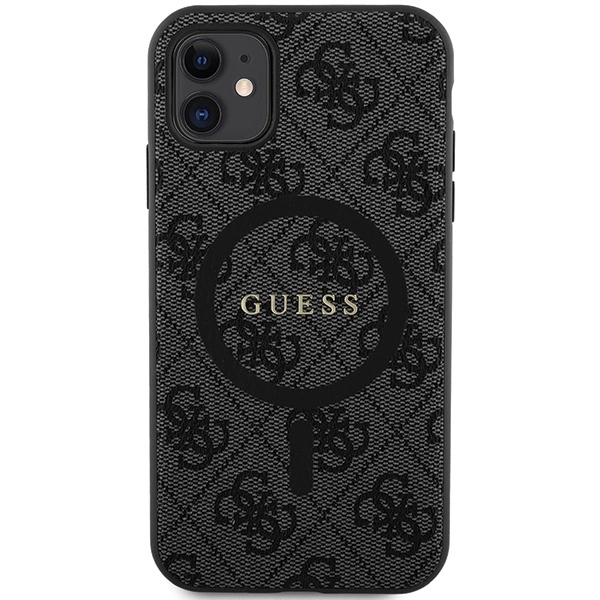 Guess GUHMN61G4GFRK iPhone 11 6.1" / Xr black/black hardcase 4G Collection Leather Metal Logo MagSafeeng
