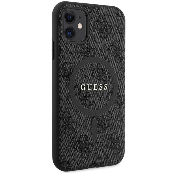 Guess GUHMN61G4GFRK iPhone 11 6.1" / Xr black/black hardcase 4G Collection Leather Metal Logo MagSafeeng