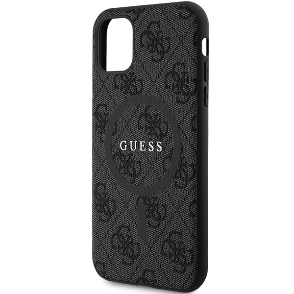 Guess GUHMN61G4GFRK iPhone 11 6.1" / Xr black/black hardcase 4G Collection Leather Metal Logo MagSafeeng