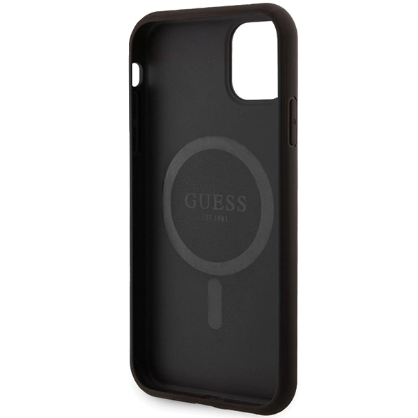 Guess GUHMN61G4GFRK iPhone 11 6.1" / Xr black/black hardcase 4G Collection Leather Metal Logo MagSafeeng