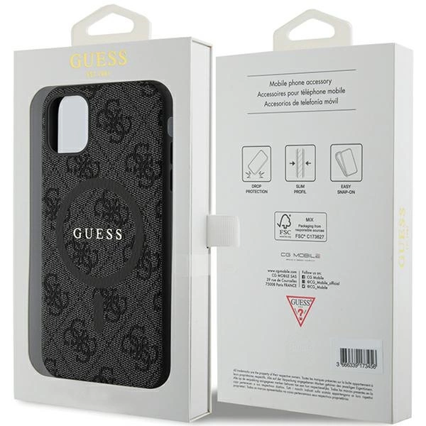 Guess GUHMN61G4GFRK iPhone 11 6.1" / Xr black/black hardcase 4G Collection Leather Metal Logo MagSafeeng