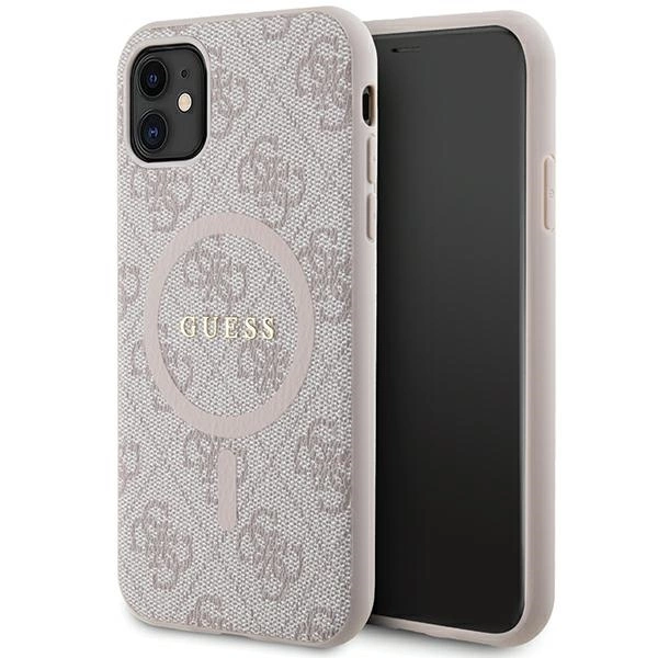 Guess GUHMN61G4GFRP iPhone 11 6.1" / Xr pink/pink hardcase 4G Collection Leather Metal Logo MagSafeeng