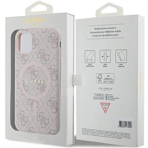 Guess GUHMN61G4GFRP iPhone 11 6.1" / Xr pink/pink hardcase 4G Collection Leather Metal Logo MagSafeeng