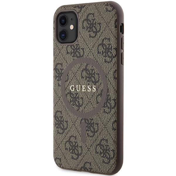 Guess GUHMN61G4GFRW iPhone 11 6.1" / Xr brown/brown hardcase 4G Collection Leather Metal Logo MagSafeeng