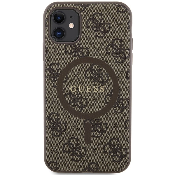 Guess GUHMN61G4GFRW iPhone 11 6.1" / Xr brown/brown hardcase 4G Collection Leather Metal Logo MagSafeeng