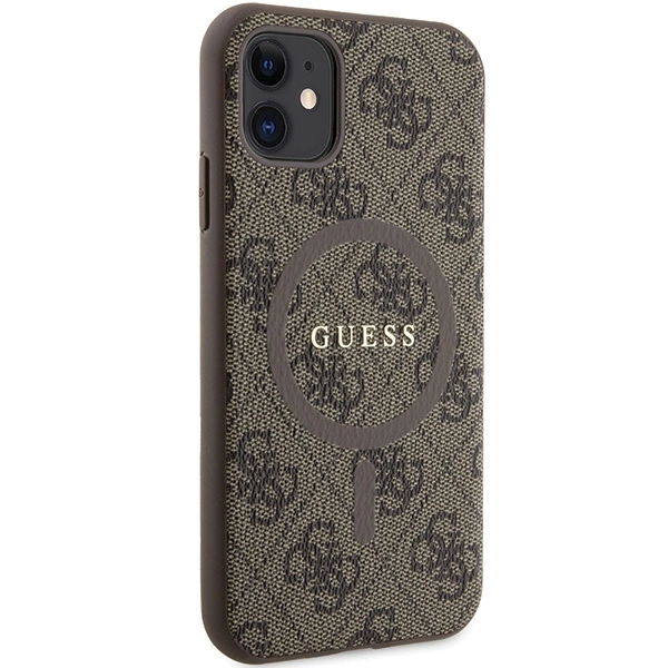 Guess GUHMN61G4GFRW iPhone 11 6.1" / Xr brown/brown hardcase 4G Collection Leather Metal Logo MagSafeeng