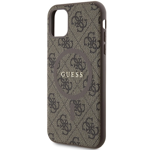 Guess GUHMN61G4GFRW iPhone 11 6.1" / Xr brown/brown hardcase 4G Collection Leather Metal Logo MagSafeeng