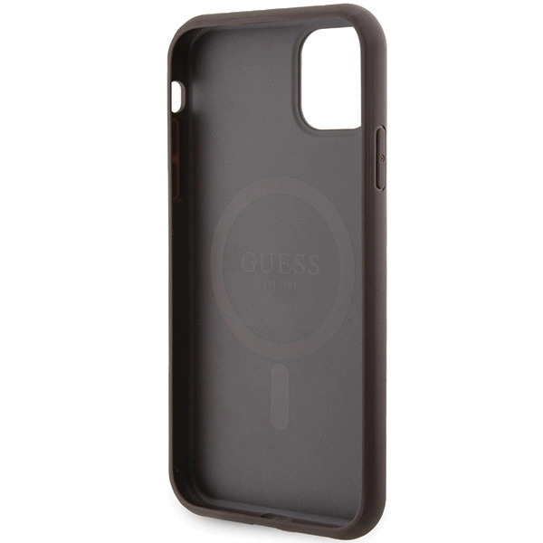 Guess GUHMN61G4GFRW iPhone 11 6.1" / Xr brown/brown hardcase 4G Collection Leather Metal Logo MagSafeeng