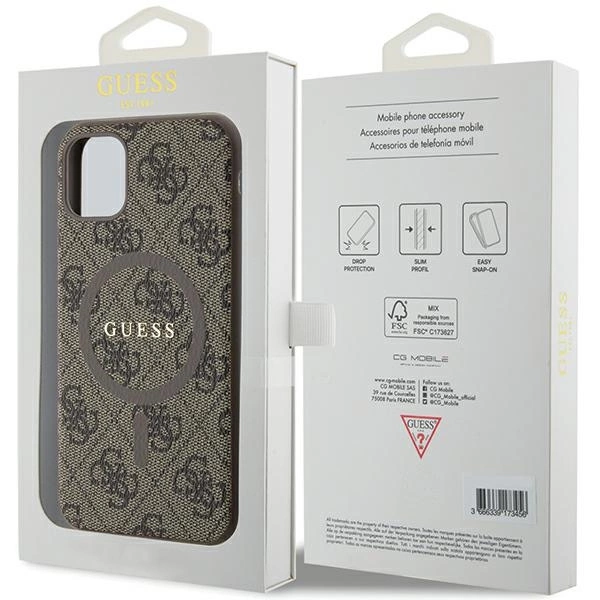 Guess GUHMN61G4GFRW iPhone 11 6.1" / Xr brown/brown hardcase 4G Collection Leather Metal Logo MagSafeeng