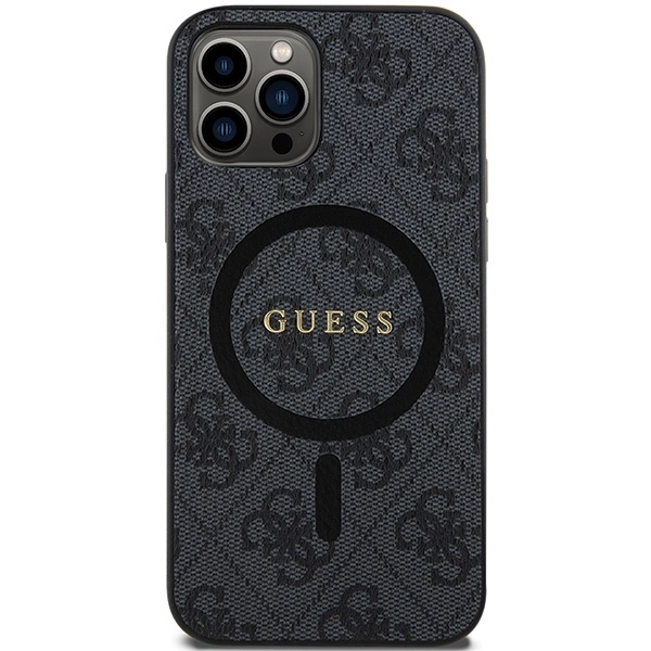 Guess 4G Collection Leather Metal Logo MagSafe Case for iPhone 12 Pro / iPhone 12 - Blackeng