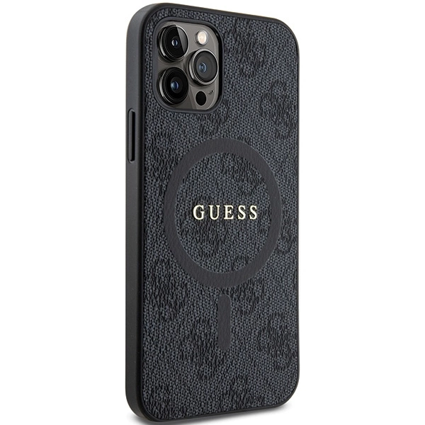 Guess 4G Collection Leather Metal Logo MagSafe Case for iPhone 12 Pro / iPhone 12 - Blackeng