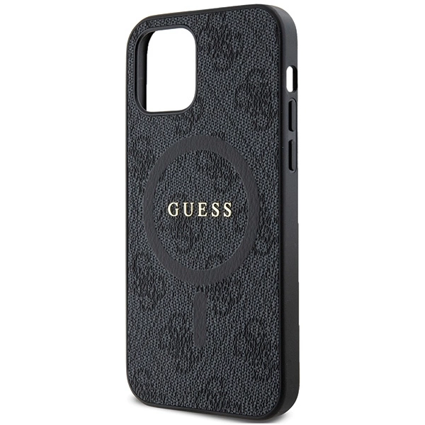 Guess 4G Collection Leather Metal Logo MagSafe Case for iPhone 12 Pro / iPhone 12 - Blackeng