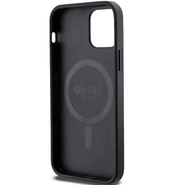 Guess 4G Collection Leather Metal Logo MagSafe Case for iPhone 12 Pro / iPhone 12 - Blackeng