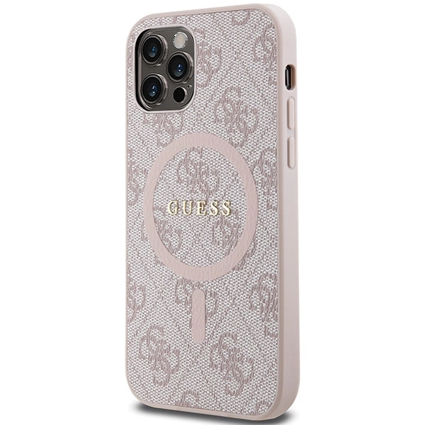 Guess 4G Collection Leather Metal Logo MagSafe Case for iPhone 12 Pro / iPhone 12 - Pinkeng