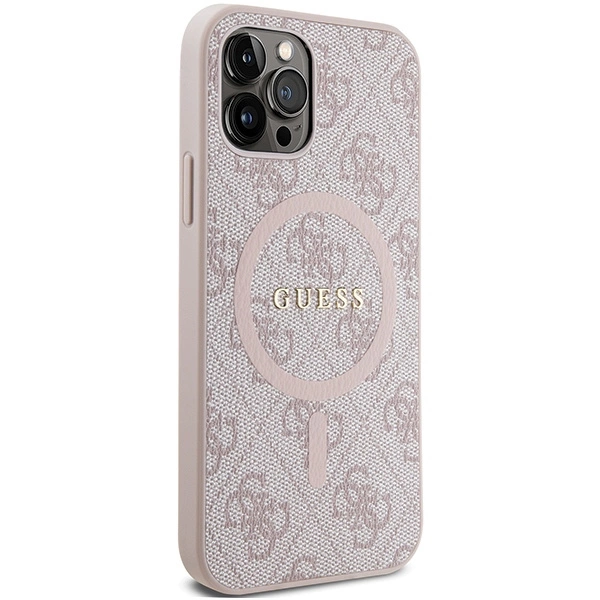 Guess 4G Collection Leather Metal Logo MagSafe Case for iPhone 12 Pro / iPhone 12 - Pinkeng