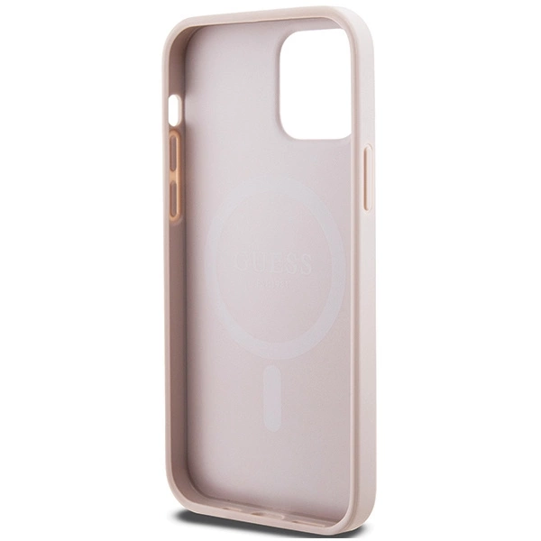 Guess 4G Collection Leather Metal Logo MagSafe Case for iPhone 12 Pro / iPhone 12 - Pinkeng