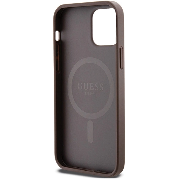 Guess 4G Collection Leather Metal Logo MagSafe Case for iPhone 12 Pro / iPhone 12 - Browneng