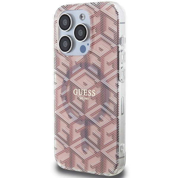 Guess IML GCube MagSafe case for iPhone 15 Pro - pinkeng