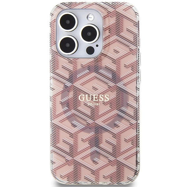 Guess IML GCube MagSafe case for iPhone 15 Pro - pinkeng