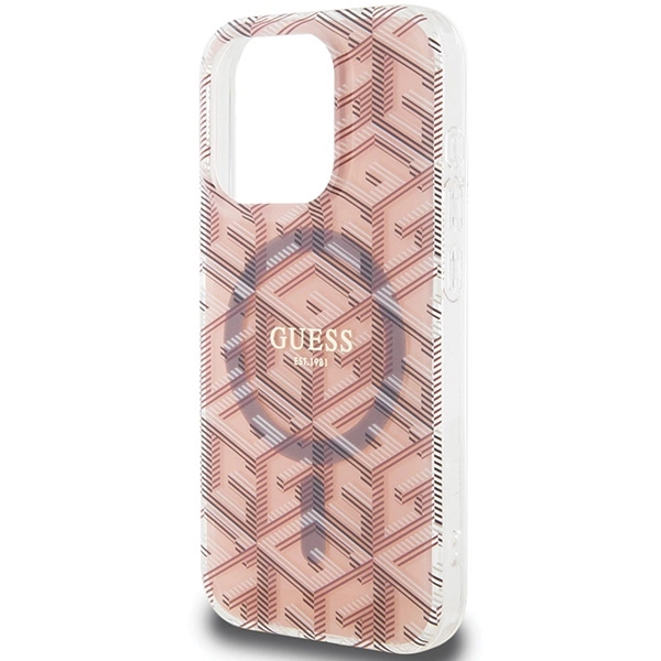 Guess IML GCube MagSafe case for iPhone 15 Pro - pinkeng