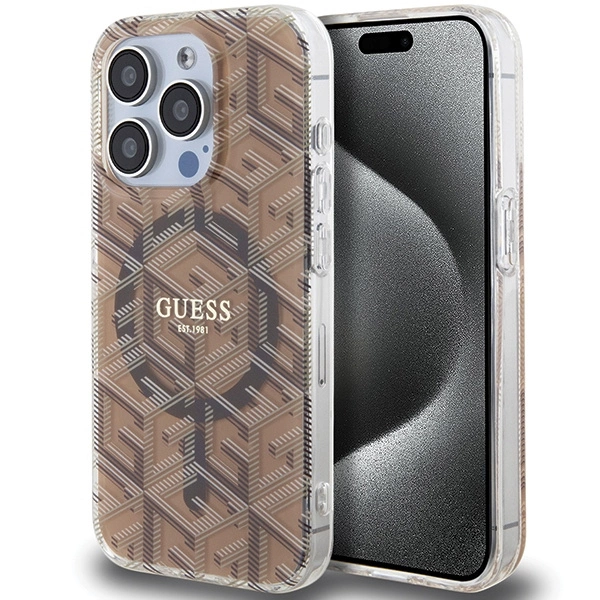 Guess IML GCube MagSafe case for iPhone 15 Pro - browneng
