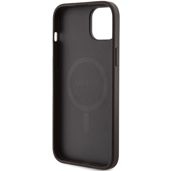 Guess 4G Collection Leather Metal Logo MagSafe Case for iPhone 15/14/13 - Browneng