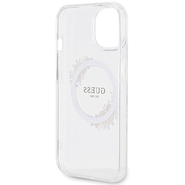 Guess IML Flowers Wreatch MagSafe Case for iPhone 15 / 14 / 13 - Transparenteng