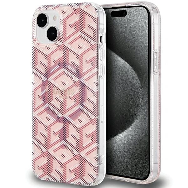 Guess IML GCube MagSafe case for iPhone 15 / 14 / 13 - pinkeng