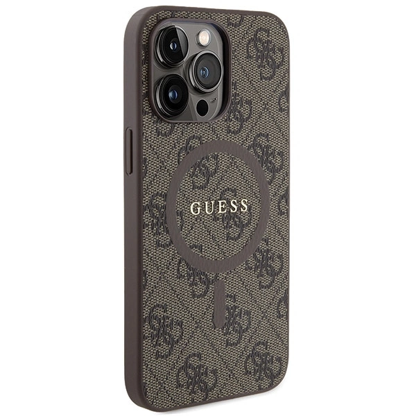 Guess GUHMP15XG4GFRW iPhone 15 Pro Max 6.7" brown/brown hardcase 4G Collection Leather Metal Logo MagSafeeng