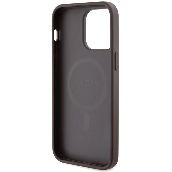 Guess GUHMP15XG4GFRW iPhone 15 Pro Max 6.7" brown/brown hardcase 4G Collection Leather Metal Logo MagSafeeng