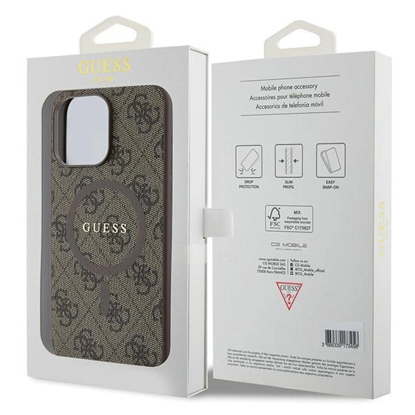 Guess GUHMP15XG4GFRW iPhone 15 Pro Max 6.7" brown/brown hardcase 4G Collection Leather Metal Logo MagSafeeng