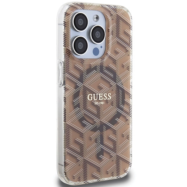 Guess IML GCube MagSafe case for iPhone 15 Pro Max - browneng