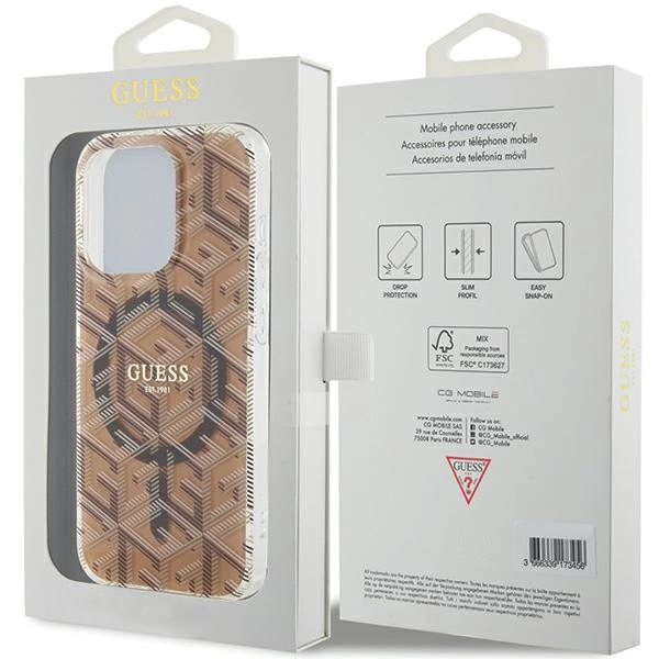 Guess IML GCube MagSafe case for iPhone 15 Pro Max - browneng