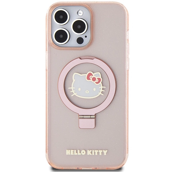 Hello Kitty Ring Stand Glitter Electrop Logo MagSafe Case for iPhone 15 Pro Max - Pinkeng