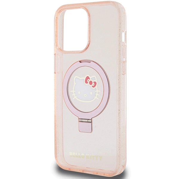 Hello Kitty Ring Stand Glitter Electrop Logo MagSafe Case for iPhone 15 Pro Max - Pinkeng
