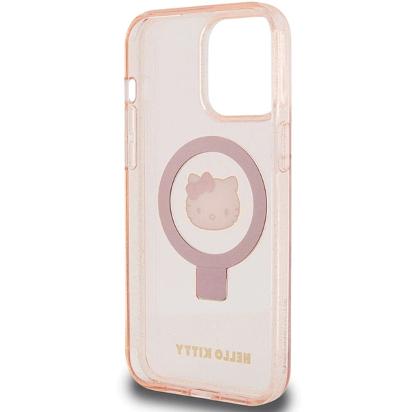 Hello Kitty Ring Stand Glitter Electrop Logo MagSafe Case for iPhone 15 Pro Max - Pinkeng