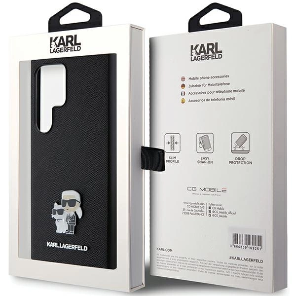 Karl Lagerfeld KLHCS24LPSAKCMPK S24 Ultra S928 hardcase black/black Saffiano Karl & Choupette Metal Pineng