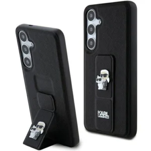Karl Lagerfeld Gripstand Saffiano Karl&Choupette Pins case for Samsung Galaxy S24+ - blackeng