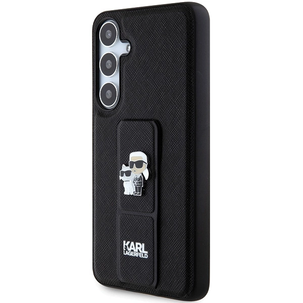 Karl Lagerfeld Gripstand Saffiano Karl&Choupette Pins case for Samsung Galaxy S24 - blackeng