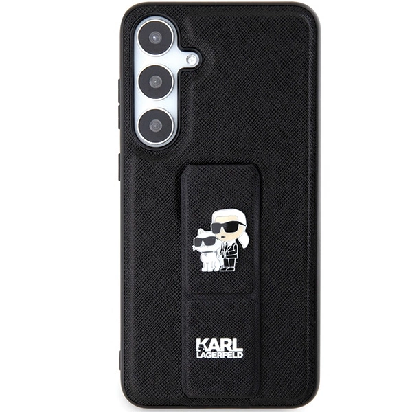 Karl Lagerfeld Gripstand Saffiano Karl&Choupette Pins case for Samsung Galaxy S24 - blackeng